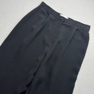 Gruppo Americano Silk Trousers Black Size 12 High Rise Wide Leg Vintage 90s